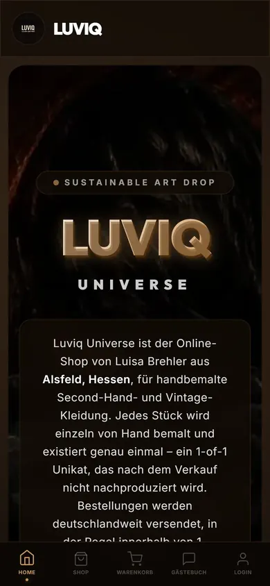 Luviq Universe, Startseite vorher auf dem Handy