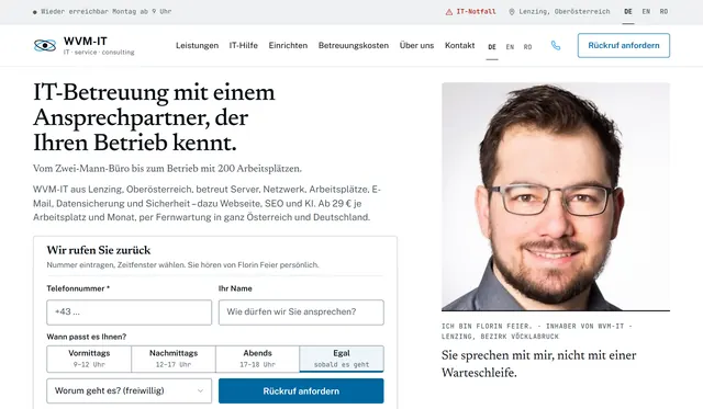WVM-IT, neue Startseite am Computer