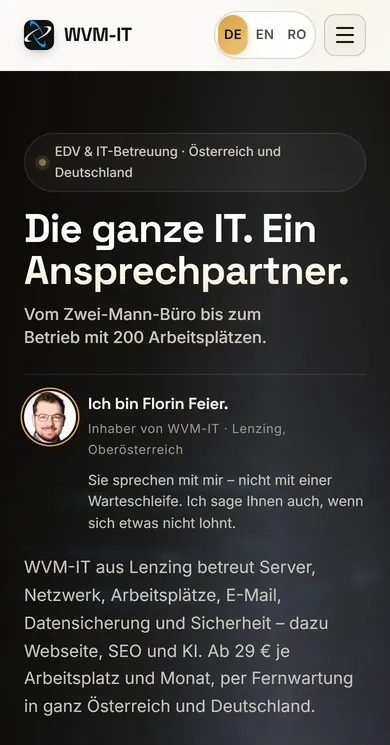 WVM-IT, Startseite vorher auf dem Handy