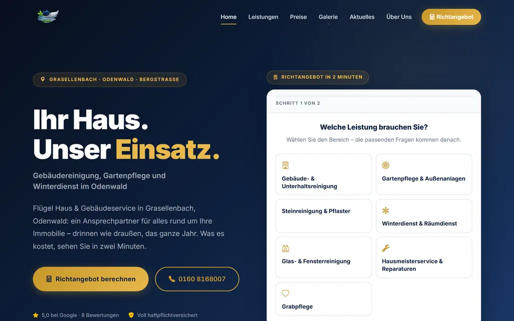 Flügel Haus & Gebäudeservice: Startseite am Computer