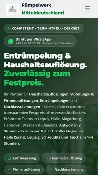 Rümpelwerk Mitteldeutschland: dieselbe Seite auf dem Handy