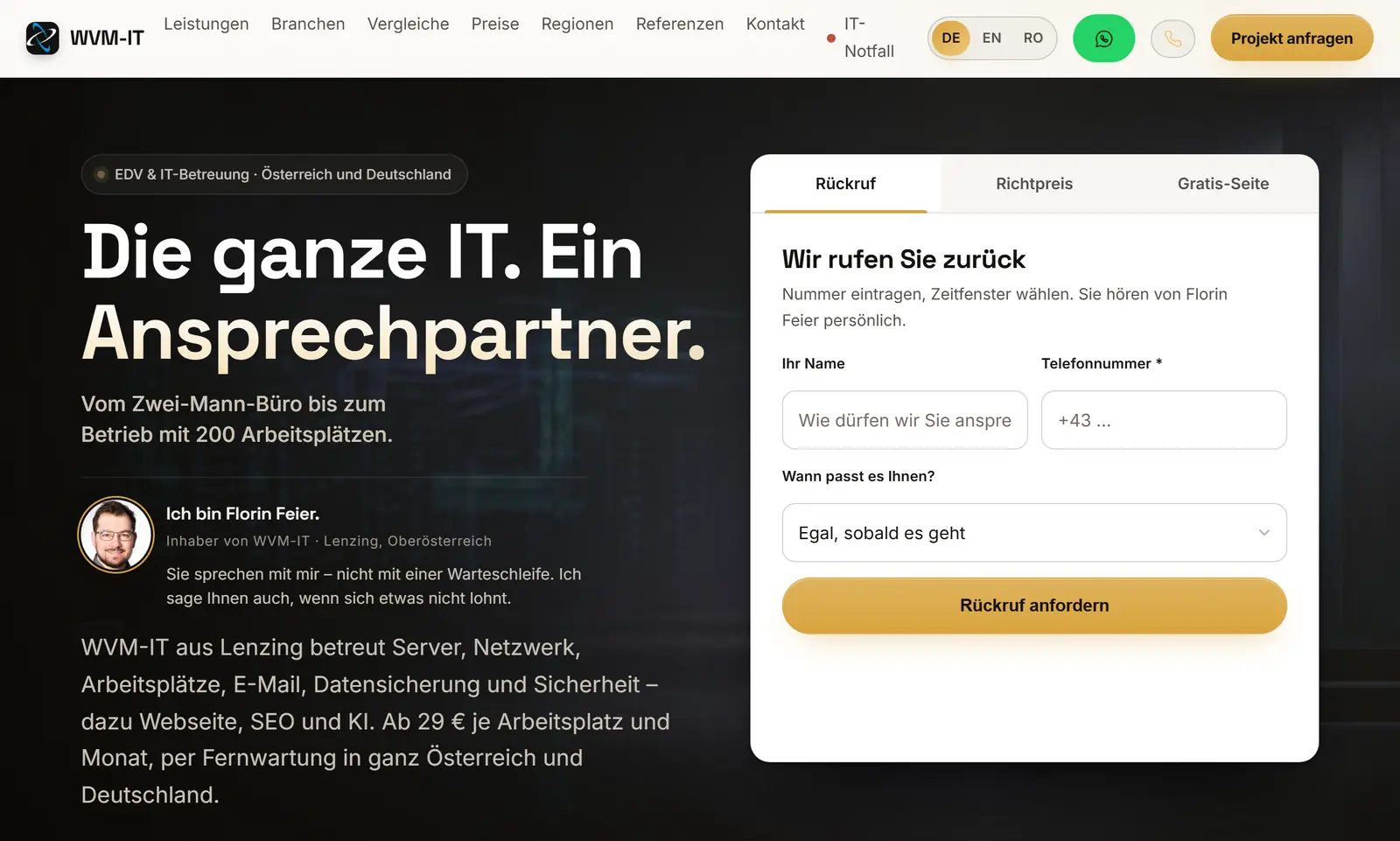 WVM-IT: Startseite am Computer